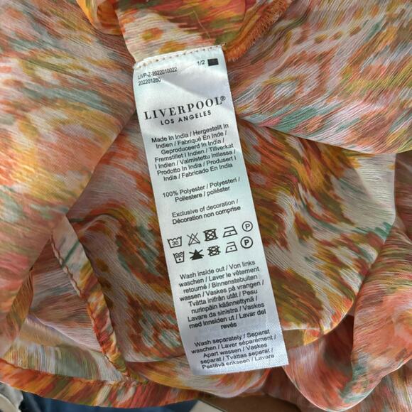 Liverpool Los Angeles Shirred Tie Front Blouse Sleeveless Top M Granola Sheer - Picture 8 of 14